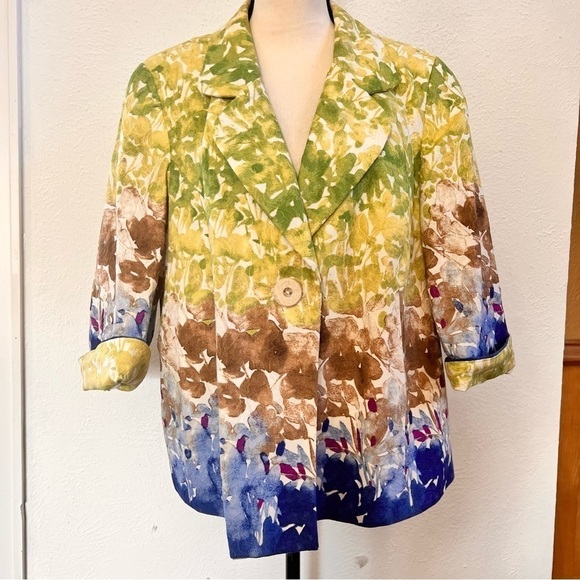Coldwater Creek watercolor multicolored jacket - Picture 1 of 8